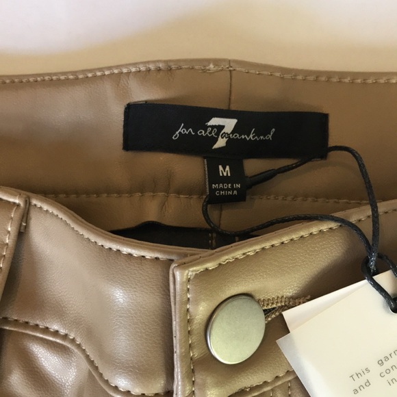 7 for All Mankind Skinny Faux Leather Pants Camel Size M NWT - Picture 7 of 11